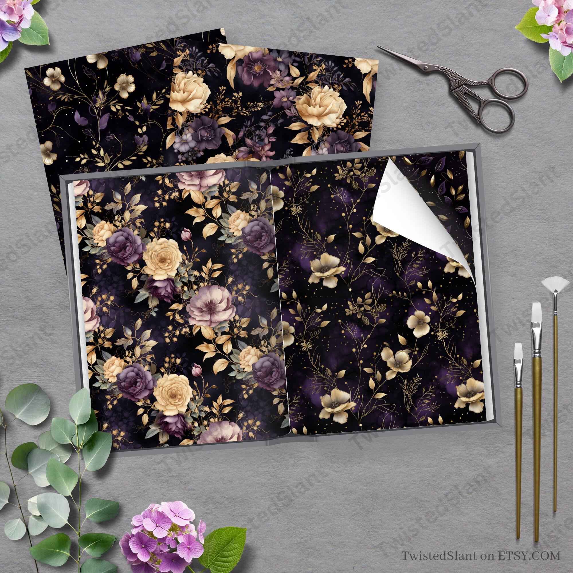 Gothic Floral Digital Papers | INSTANT DOWNLOAD | Seamless Papers ...