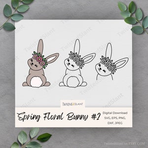 Spring Floral Bunny svg | INSTANT DOWNLOAD | Easter Rabbit svg | Cute Bunny svg | Rabbit Clipart | Bunnies svg | rabbit dxf | EAS1