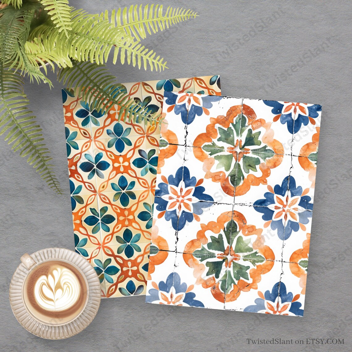 Amalfi Digital Paper | INSTANT DOWNLOAD | Mediterranean Tile | Amalfi ...
