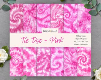 Tye Dye Digital Paper | INSTANT DOWNLOAD | Tie Dye Pattern | Tie and Dye Digital Paper | Seamless Texture | Pink | TDYE01