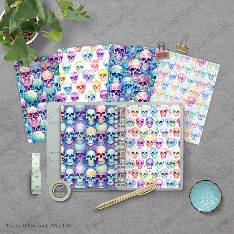 Pastel Skull Digital Paper Seamless Pattern| INSTANT DOWNLOAD ...