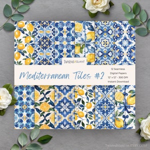 Carta digitale Piastrelle Mediterranee / DOWNLOAD IMMEDIATO / Piastrelle Mediterranee / Carta digitale Limone / Pacchetto carta senza giunture / Limoni / TILE01