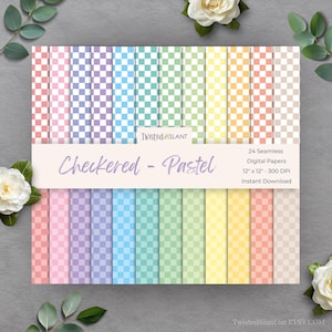 Kariertes Digital Papier | SOFORTIGER DOWNLOAD | Hintergrund kariert | Quadrate Digitales Papier | Seamless Paper Pack | Pastell | CHK01
