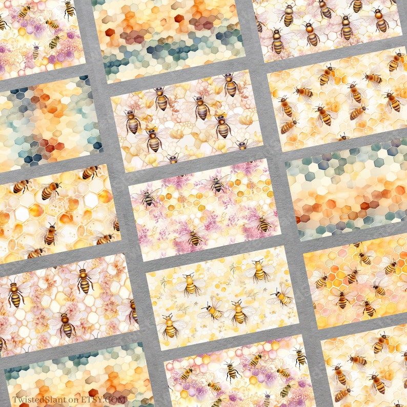 Honey Bee Digital Paper Seamless Pattern | INSTANT DOWNLOAD | Bee ...