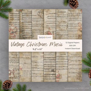 Digital Christmas Music Paper | INSTANT DOWNLOAD | Christmas Sheet Music Digital Paper | Vintage Music | Christmas Hymns | Holiday Papers