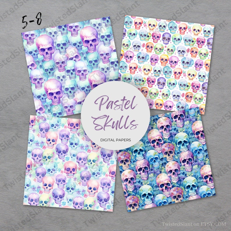 Pastel Skull Digital Paper Seamless Pattern| INSTANT DOWNLOAD ...