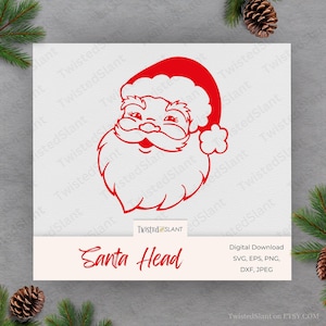 Svg père Noël | TÉLÉCHARGEMENT IMMÉDIAT | Clipart Père Noël | Visage du Père Noël | Père Noël svg | Silhouette du Père Noël | Fichiers svg de Noël