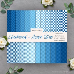 Kariertes Digital Papier | SOFORTIGER DOWNLOAD | Hintergrund kariert | Quadrate Digitales Papier | Seamless Paper Pack | Blau Kariert | CHK01