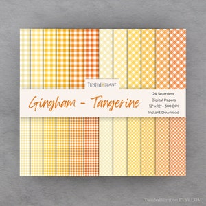 Gingham Digital Paper Pack | INSTANT DOWNLOAD | Gingham Pattern | Gingham Digital Papers | Seamless Paper Pack | Orange Gingham | GH1