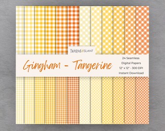Gingham Digital Paper Pack | INSTANT DOWNLOAD | Gingham Pattern | Gingham Digital Papers | Seamless Paper Pack | Orange Gingham | GH1