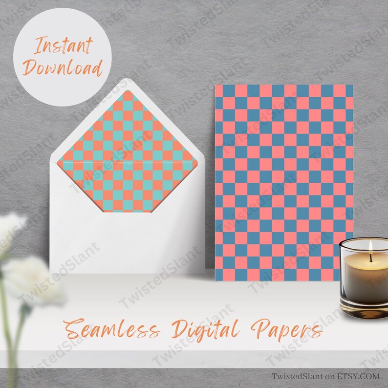 Retro Checkered Digital Paper | INSTANT DOWNLOAD | Checkered Background ...
