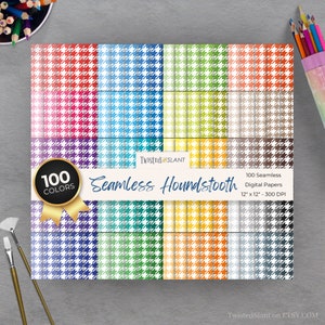 Naadloze digitale papieren Houndstooth | DIRECT DOWNLOADEN | Houndstooth-patroon | Hondentand | Naadloos papierpakket | Regenboog | HT1