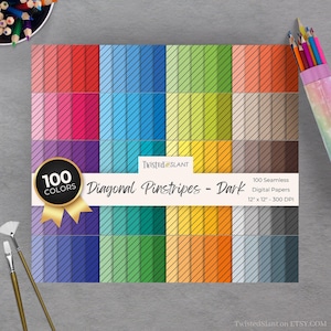 Diagonal Stripes Digital Paper | INSTANT DOWNLOAD | Striped Background | Lined Digital Paper | Seamless Papers | Rainbow | Black | STR01