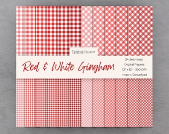 Red and White Gingham Digital Paper | INSTANT DOWNLOAD | Gingham Pattern | Gingham Paper | Seamless Paper Pack | Red and White Gingham | GH1