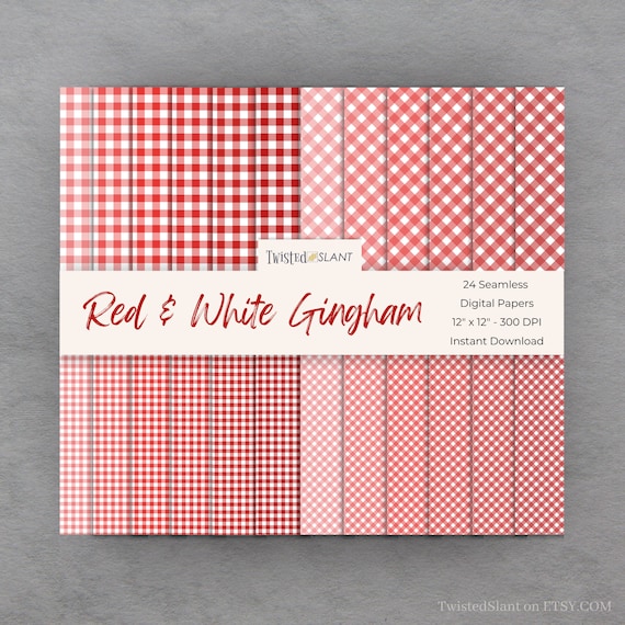 Red and White Gingham Digital Paper | INSTANT DOWNLOAD | Gingham Pattern | Gingham Paper | Seamless Paper Pack | Red and White Gingham | GH1