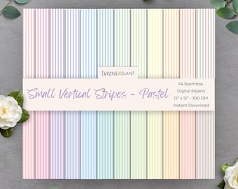 Pastel Vertical Stripes Digital Paper | INSTANT DOWNLOAD | Striped Background | Lined Digital Paper | Seamless Papers | Pastel | STR01