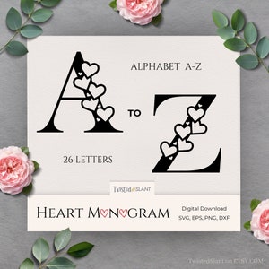 Herz Schrift Split Buchstabe Monogramm svg, moderne Schrift, Split Alphabet svg, dxf Schrift, png Schrift, Schrift mit Herzen, wenn das Herz ruft