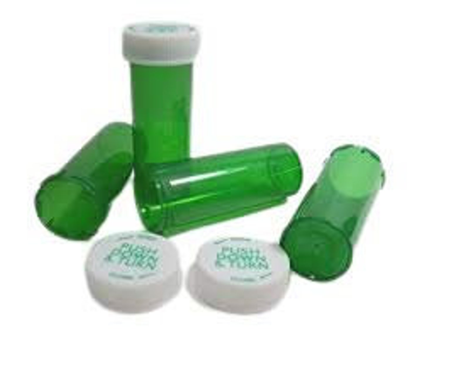 Pill Bottles Green Prescription Medicine Vials W/child Etsy