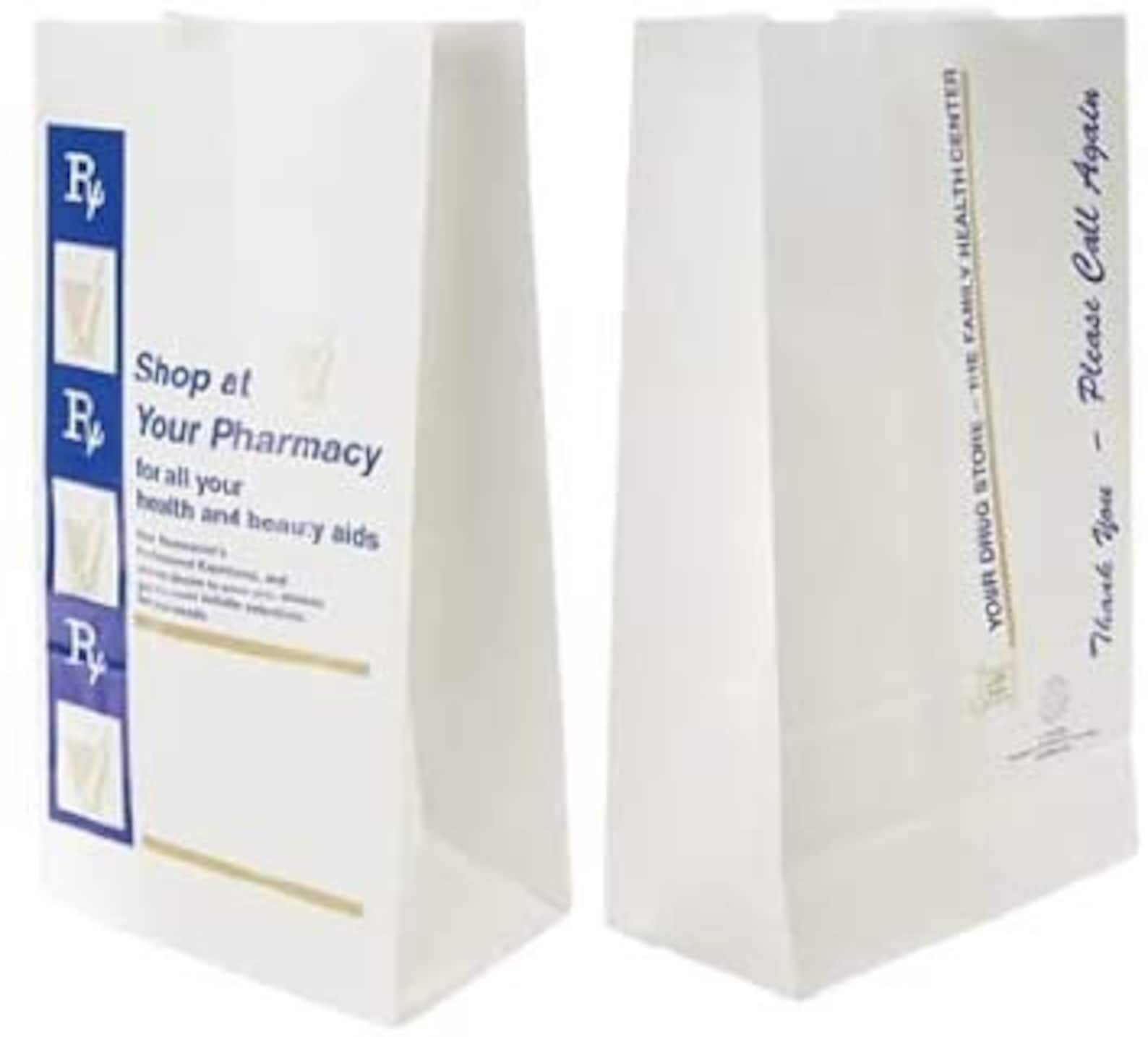 Pharmacy Prescription Bags White Color Gold and Blue 8 X 5 X Etsy