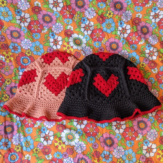 Red Heart Crochet Hat Etsy