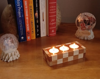 Tea light Checkerboard Art Deco candleholder