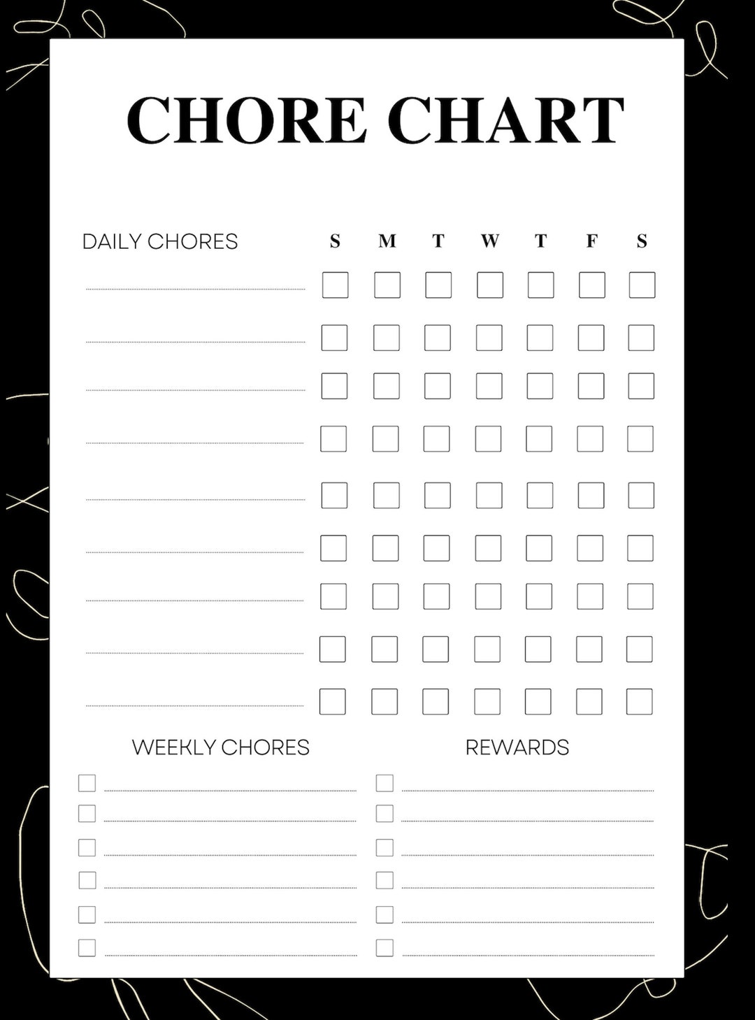 Printable Chore Chart - Etsy