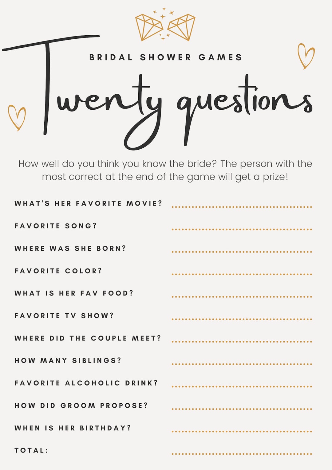 Bridal Shower Game Etsy