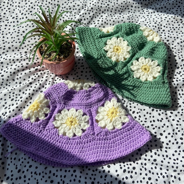 Daisy Bucket Hat Crochet Etsy