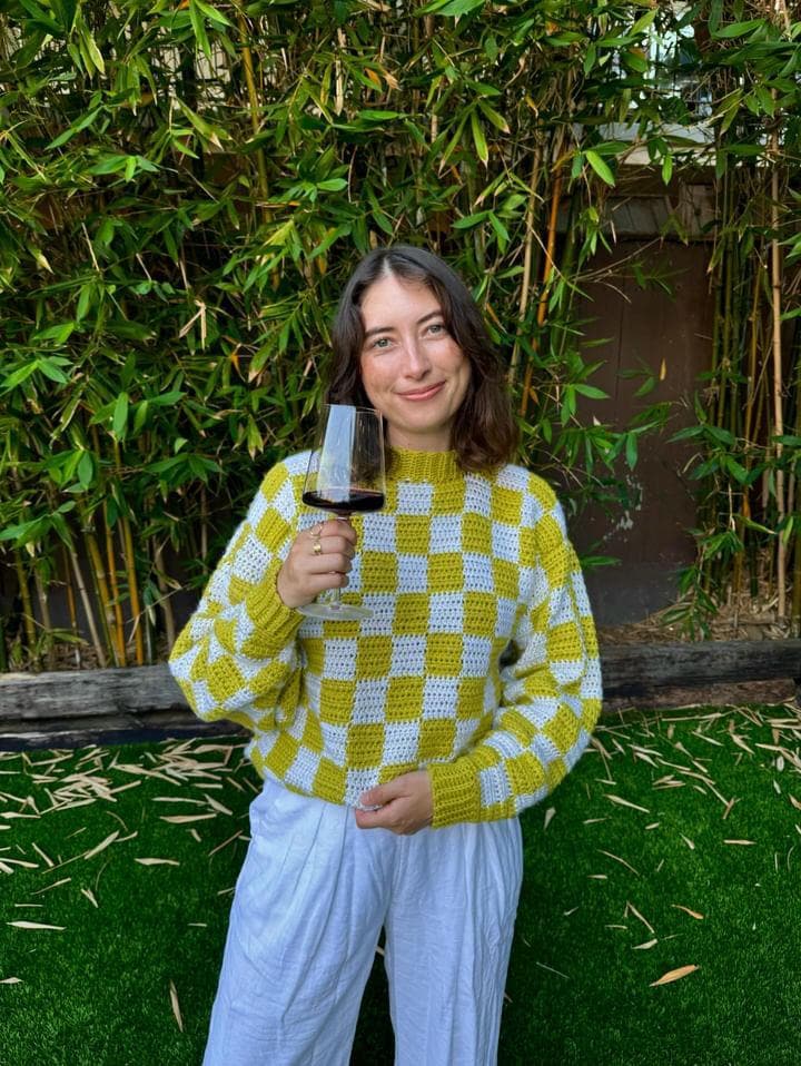 Checkerboard sweater pattern | Crochet Jumper Pattern