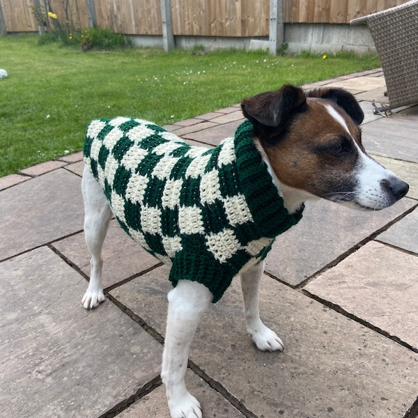 Checkerboard Dog Sweater | Crochet Dog Jumper | Dog Sweater | Pet Clothes