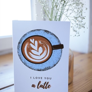 Tarjeta de café con leche / tarjeta de juegos de palabras / tarjeta de café / tarjeta de aniversario / tarjeta de amor / tarjeta del día de San Valentín