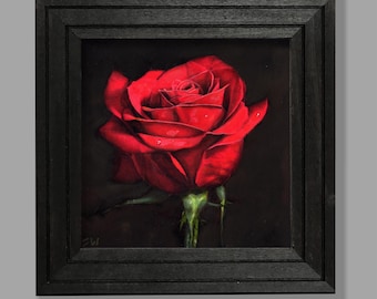 Red Rose - Original Artwork with Frame