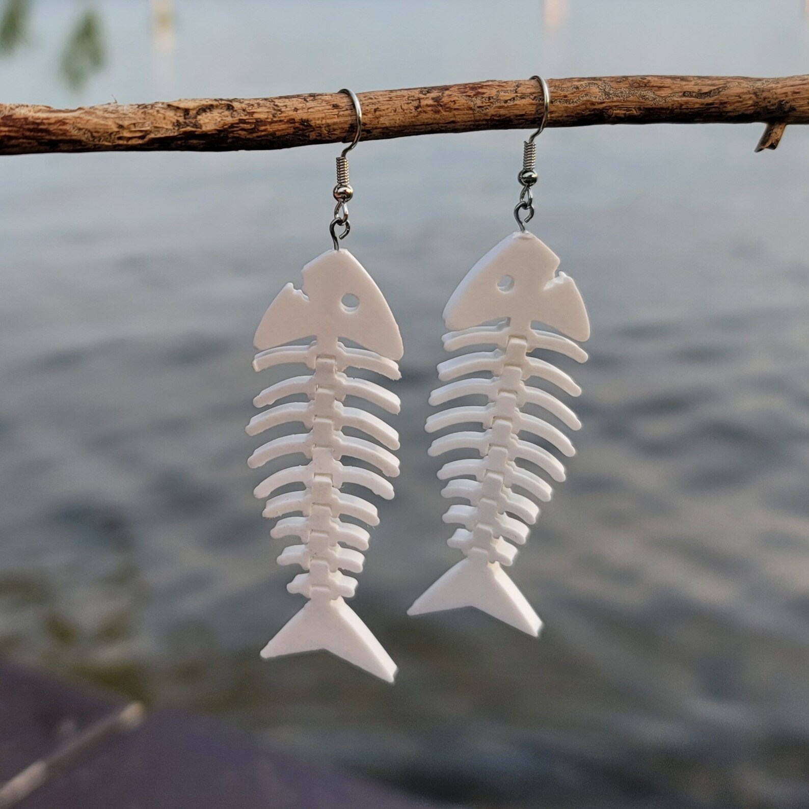 Fish Bone Earrings Fish Skeleton Earrings Skull Edgy Punk Etsy