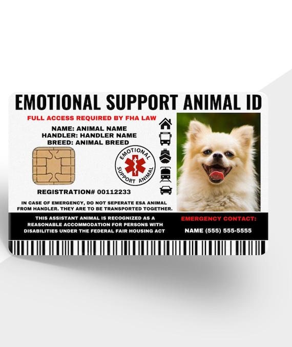 Emotional Support Animal Card for DOG & CAT Animal Esa Etsy