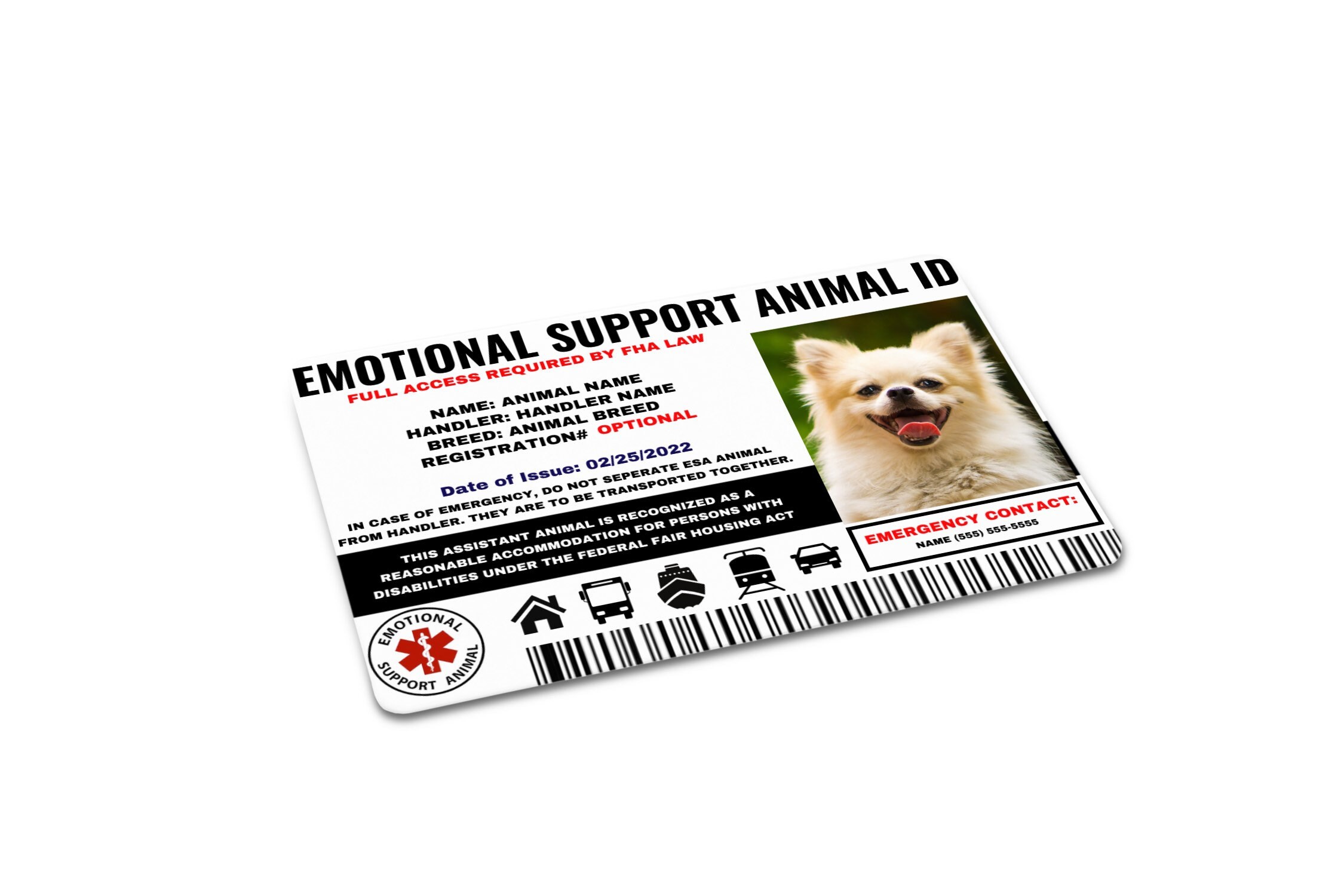 Emotional Support Animal Card for DOG &amp; CAT Animal ESA - Etsy