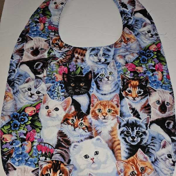 Cats kittens kitty Adult Bib,   gag gift for "old friends" ,crackin' crabs, peeling crawfish,  seniors, disabled.  16"26 Washable