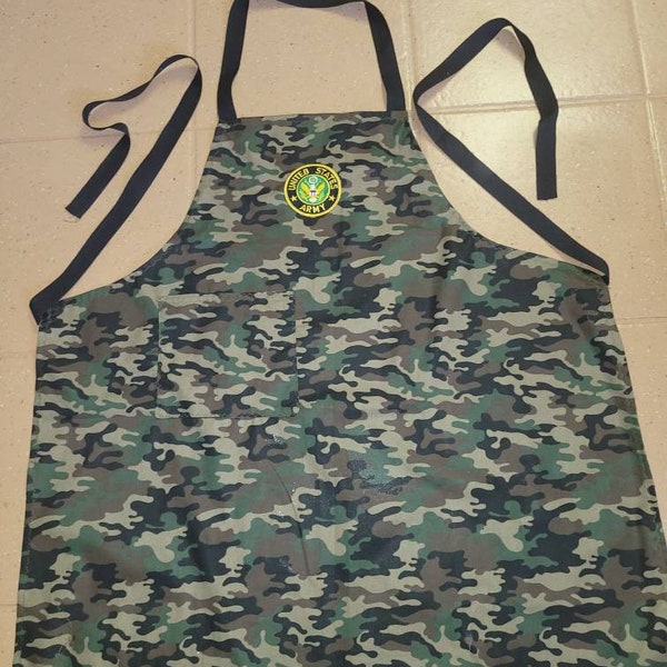 ARMY apron,  military apron. handmade adult lined grilling  bbq apron, pocket both sides n xlong ties for any size  Made by  Marine's mom