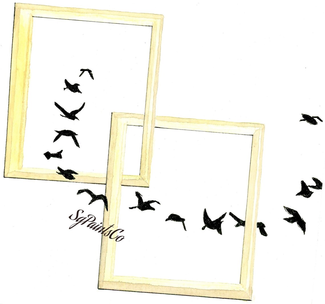 Bird Frames Watercolor Painting Bird Frames Print Wall Art - Etsy