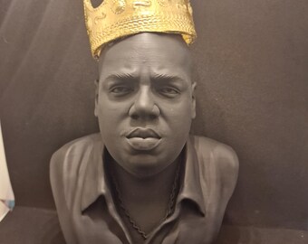 Notorious B.I.G bust matt black with real 24k gold details