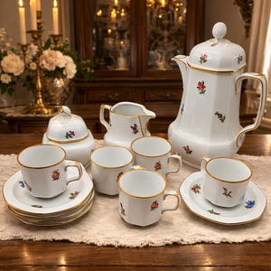 Royal Danube Hungary Hand Painted Tea Set for Five – Floral Porcelain Service
