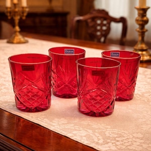 Set of 4 Ruby Red Crystal Double Old Fashioned Glasses – Shannon Godinger Dublin Collection