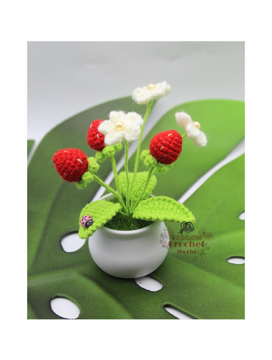 Crochet Cute Strawberry Flower Pot. Handmade Fruit Decoration for Desk ...