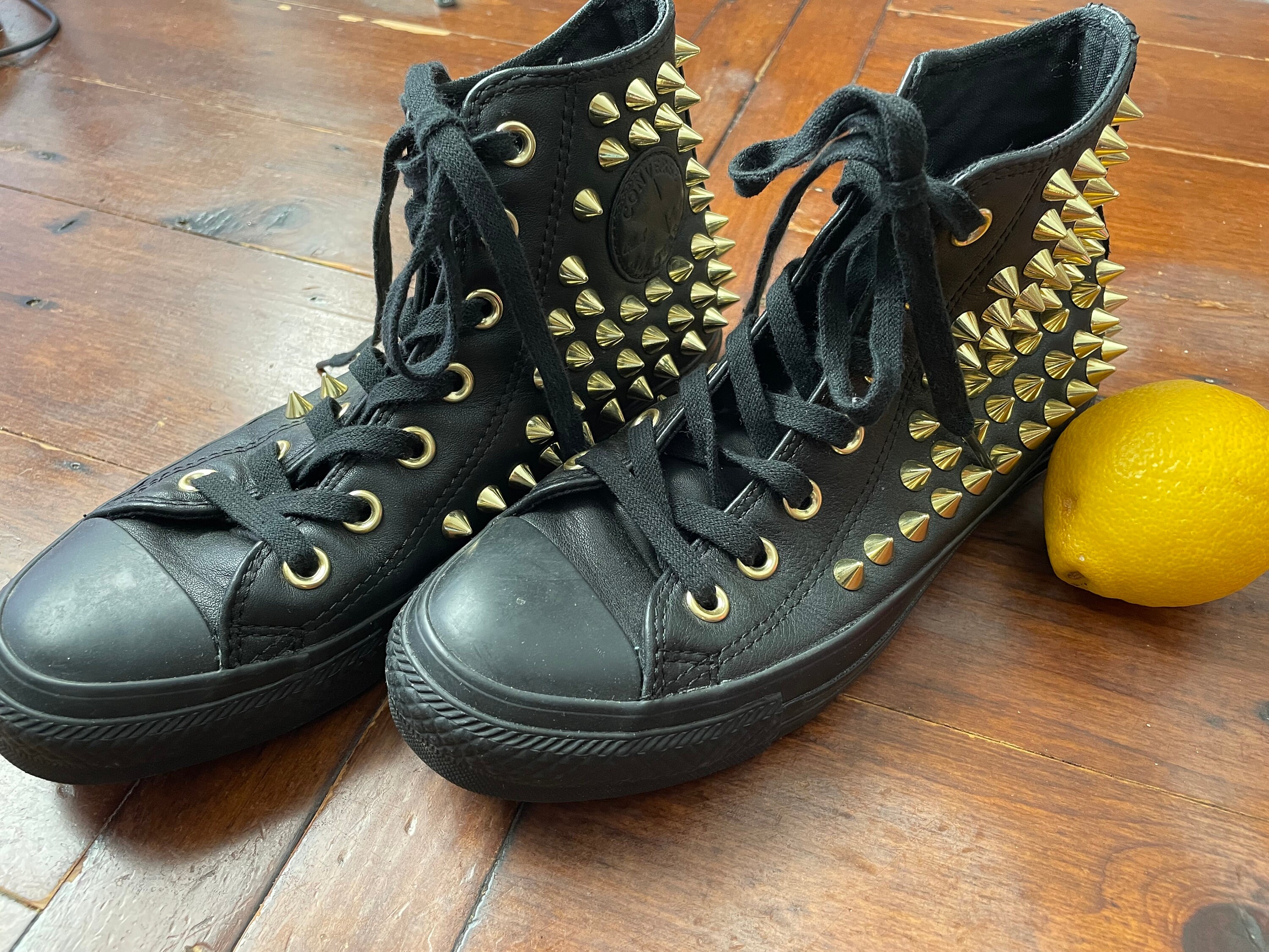 Gold studded sneakers deals