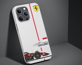 Charles Leclerc funda de móvil F1 con diseño original y firma para Iphone y Samsung