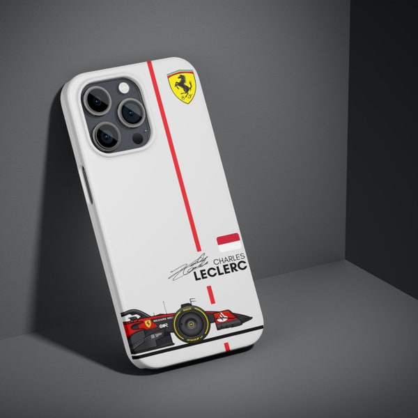 Charles Leclerc funda de móvil F1 con diseño original y firma para Iphone y Samsung