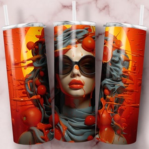 3D Tumbler Wraps 3D Girl power halloween Skinny Tumbler Wrap Design Tumbler Sublimation Design Straight & Tapered  Instant Download
