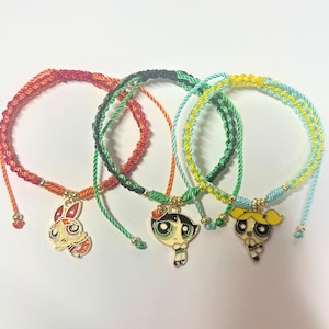 The Powerpuff Girls, handmade, bracelet, Buttercup, Blossom, Bubbles, Unique gift.