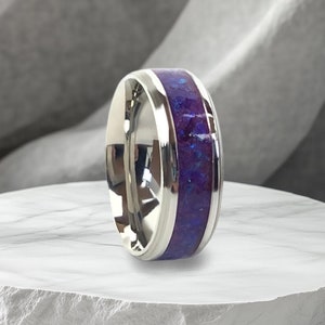 8mm Purple Opal Inlay Ring: Comfort Core Band