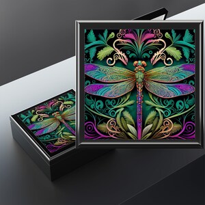Dragonfly Jewelry Box | Dragonfly Keepsake Box | Wood Padded Jewelry Storage Box