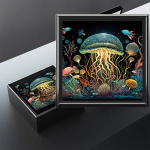 Jellyfish Jewelry Box, Jellyfish Keepsake Box, Ocean Sea Life Memory Box